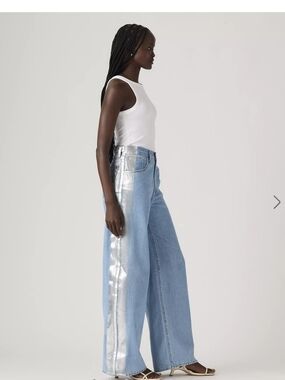 Levi's Cinch Baggy Jeans Light Blue & Silver Wide Leg